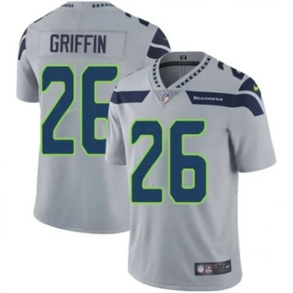 Men Seattle Seahawks 26 Shaquill Griffin Nike Grey Vapor Limited NFL Jersey